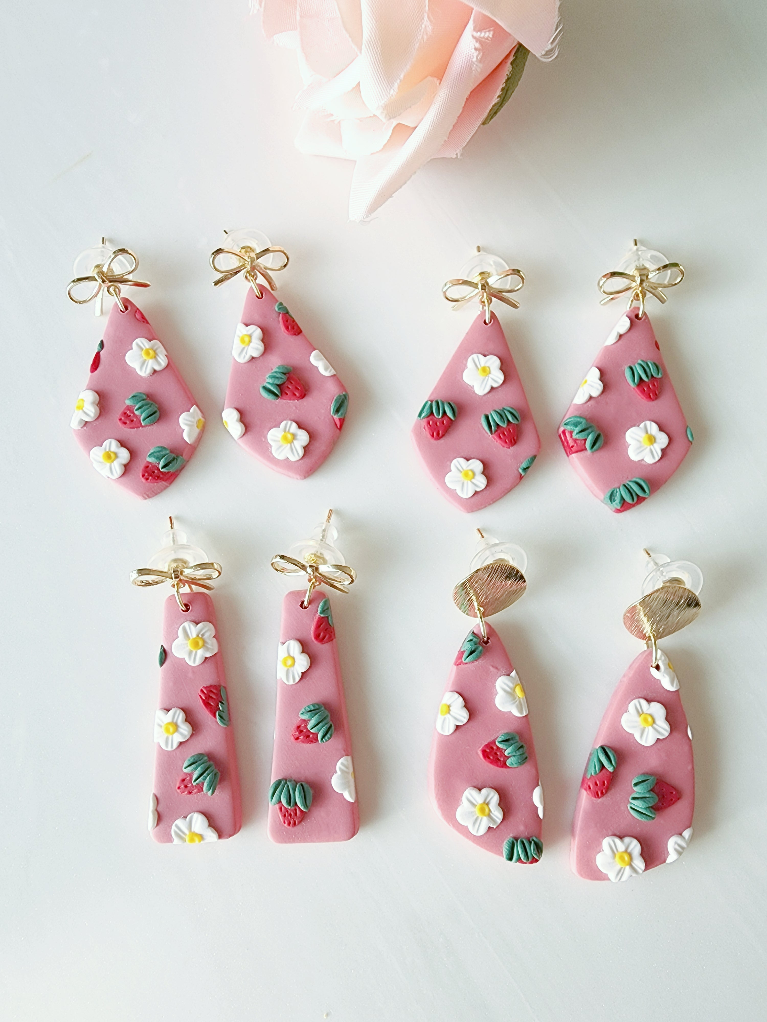 Clay strawberry store earrings