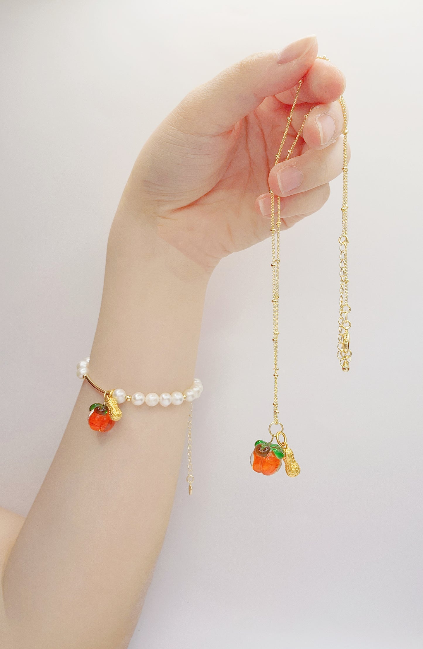 Persimmon & Peanut Necklace & Earring | GOOD THINGS WILL HAPPEN「好事發生 "好柿花生"」